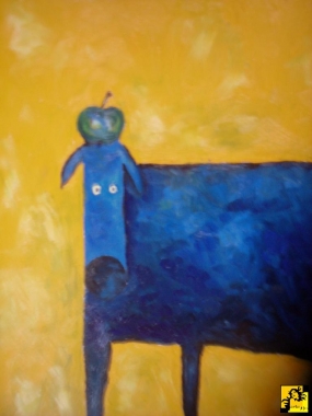 Blue Dog with Apple