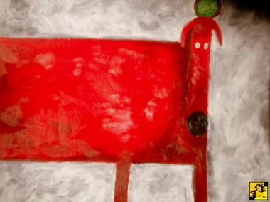 Red Dog with Apple