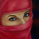 In red hijab