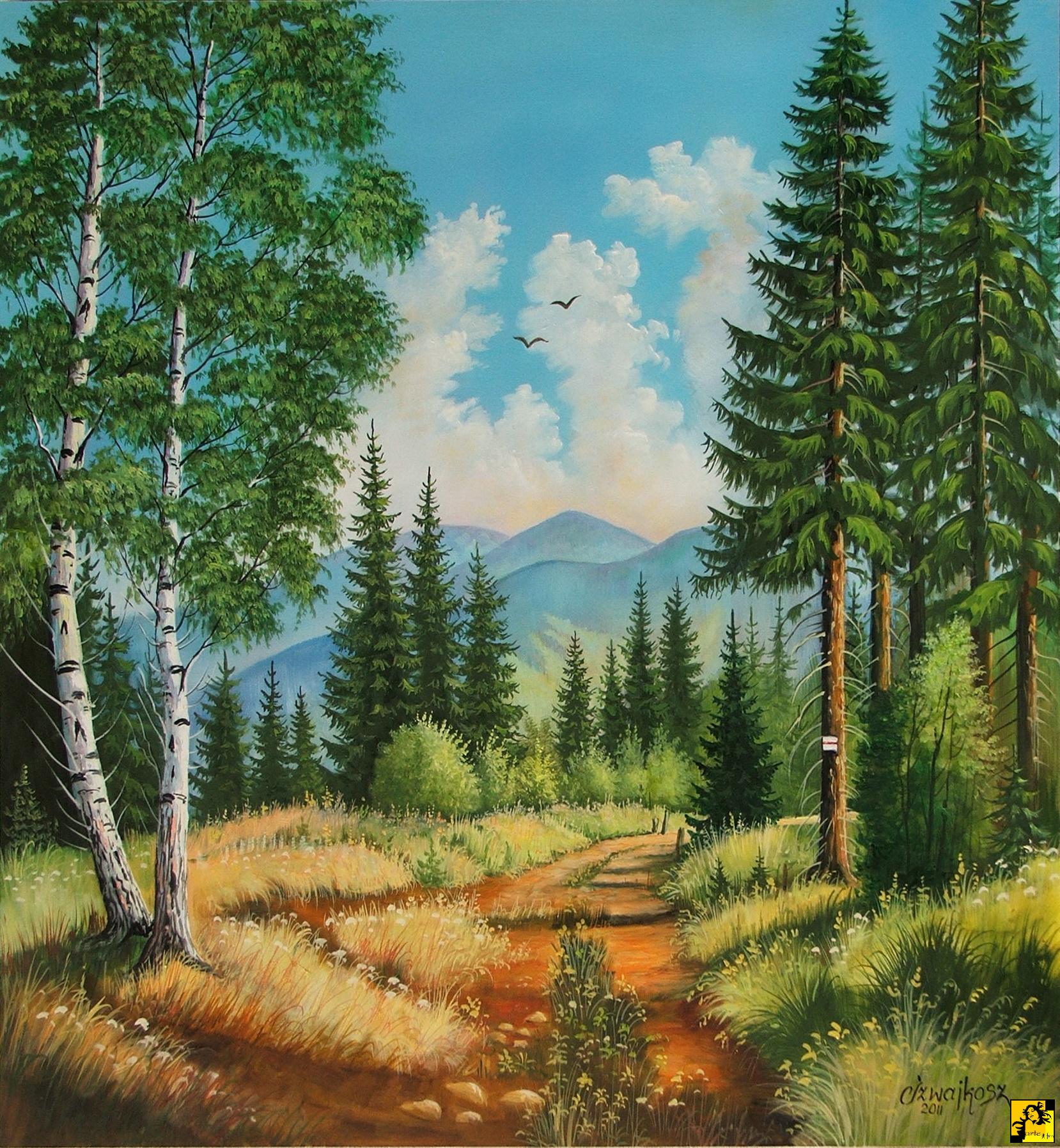 Лесная красота рисунок. Czeslaw Szwajkosz художник. Лес рисунок. Лесной пейзаж.
