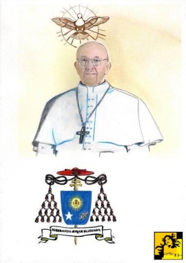 Papież Franciszek - plakat z herbem