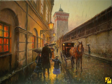 Kraków-deszcz na Pijarskiej