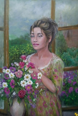 kobieta z kwiatami