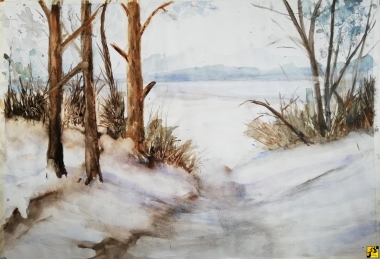 Wyjście z lasu  zimą